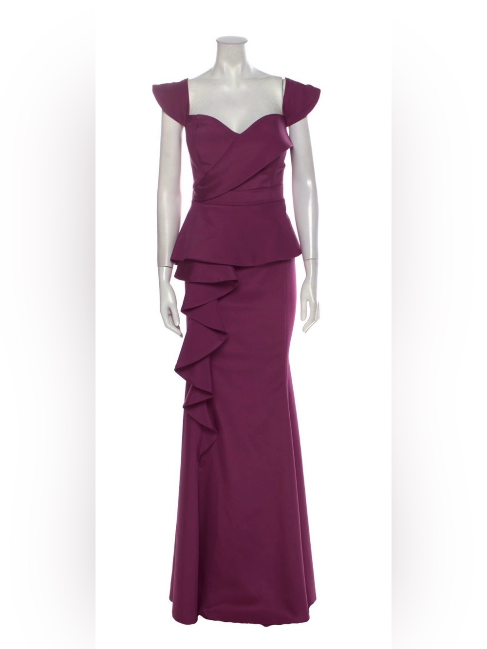 John Paul Ataker Peplum Ruffle Evening Gown